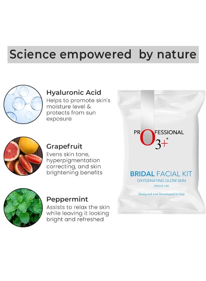 O3+ Bridal Facial Kit Oxygenating Glow Skin for Deep Cleansing, Bright & Radiant Complexion Suitable for All Skin Types (42g+50ml Single use Kit) - Image 3