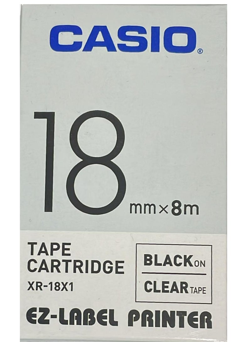 Casio tape cartridge black on clear tape XR-18X1