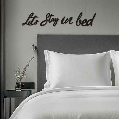 Longan Craft Let's Stay in Bed Art Deco Wooden Sign, Rustic Bedroom Wall Decor, Funny Quotes Art Sign, Valentine's Day Housewarming Gift - Image 4