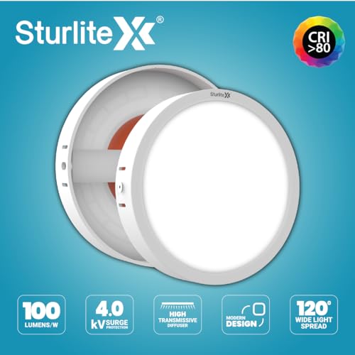 Sturlite S-FIT 15W Round LED Surface Light| 6500k Cool White Color Temperature| 1200 Lumens with CRI Tech for Accurate Color Representation - (Pack of 1) - Image 4