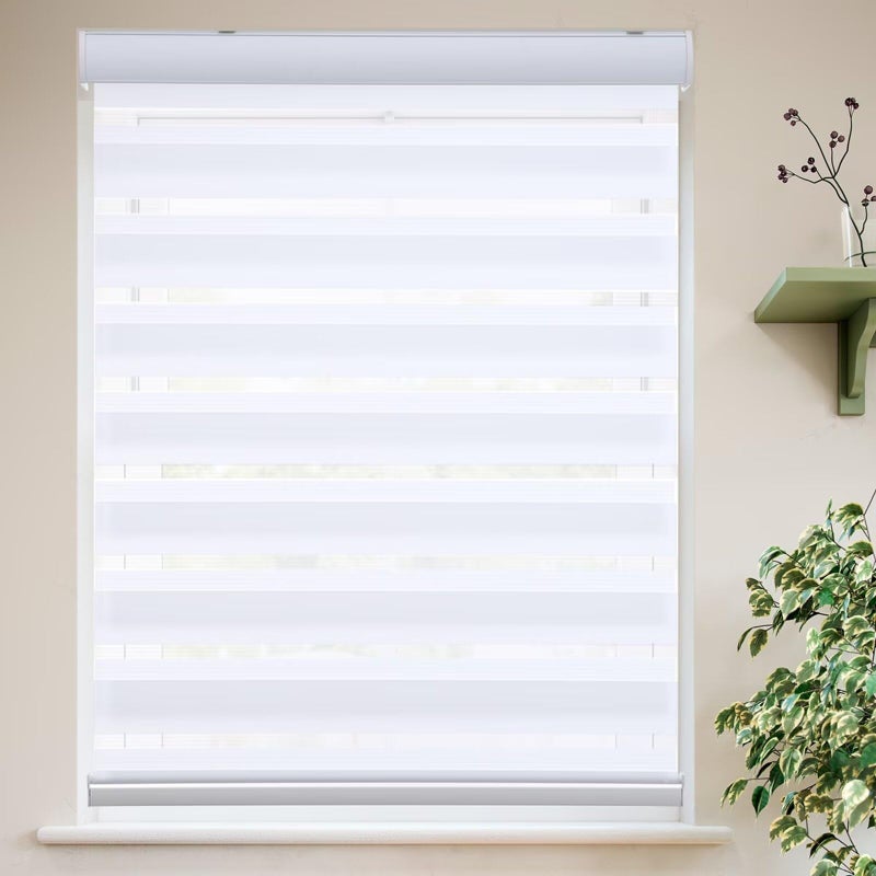 MYshade Roller Shades Zebra Blinds for Windows Cordless Day and Night Light Filtering Blinds Dual Layer Roller Blinds 33 x 72 White