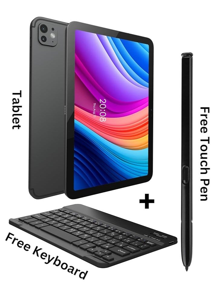 Oteeto - OTEETO TAB 15 Tablet/10.1 Inch/4G SIM/iOS Style Operating System/5G Dual SIM/Octa Core Processor/Included Flip Cover&Keyboard/8GB RAM + 512 GB ROM/Android 13/6000 mAh/8MP Front+13 MP Rear (Gray) - Image 1