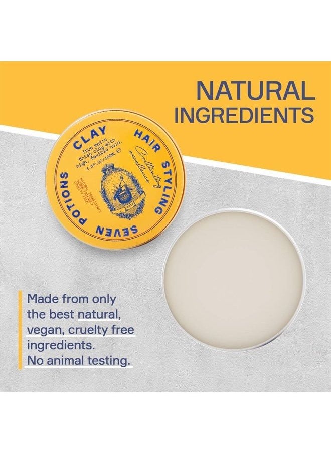 Seven Potions - Hair Clay For Men and Women 3.4 fl oz - High Hold Matte Pomade - Effortless Hair Styling Product That Leaves No Residue - Water Based - Natural, Vegan, Cruelty Free - Image 1