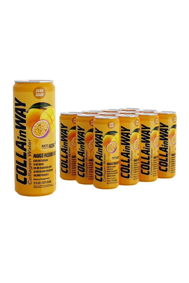 كولانواي كوللا إن واي كولاجين 5000 ملغ - خالٍ من السكر، 10 ملغ بيوتين، 100 ملغ حمض الهيالورونيك، 150 ملغ إل-غلوتاثيون، 100 ميكروغرام، إل-كارنيتين 0.5 غ، فيتامين D، كالسيوم - مرطب ومضاد للشيخوخة (عبوة 12، مانغو باشن فروت). - Image 1