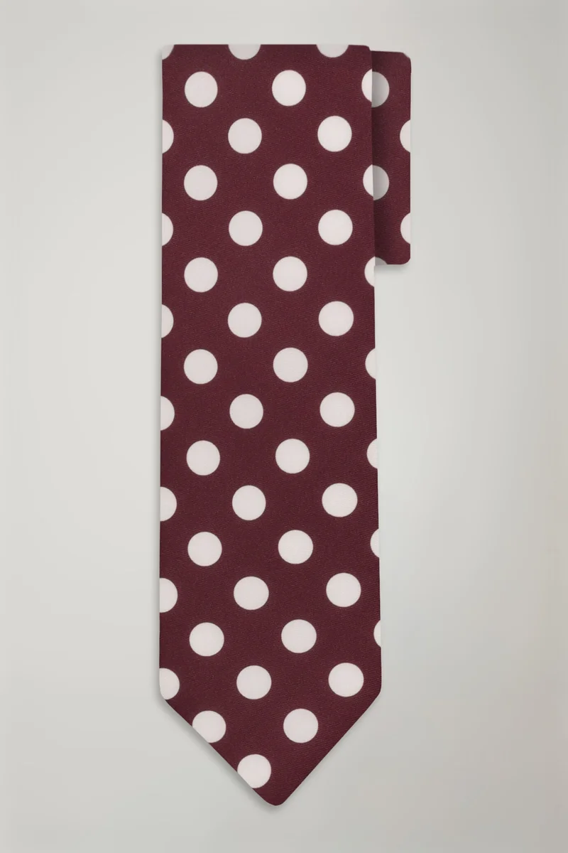دوبل غانغر Men's macro pois bamboo tie - Bordeaux/White