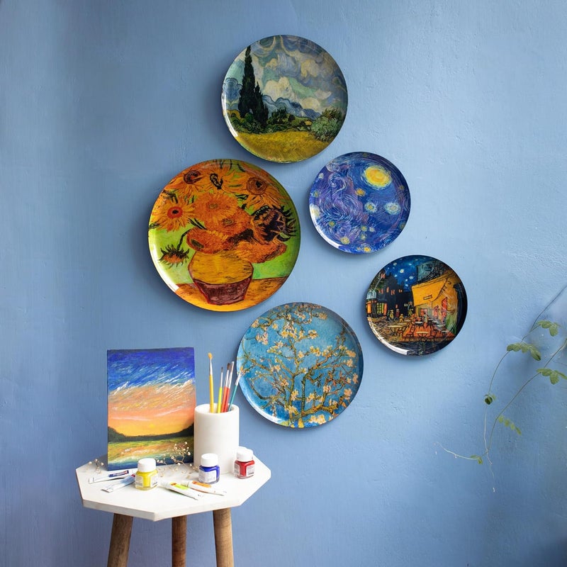 RITUALISTIC Van Gogh Wall Plates for home decoration Wall decor items for living room Metal Wall dcor Gift items for women and men Home Dcor Gift Items Set of 5 plates - Image 2