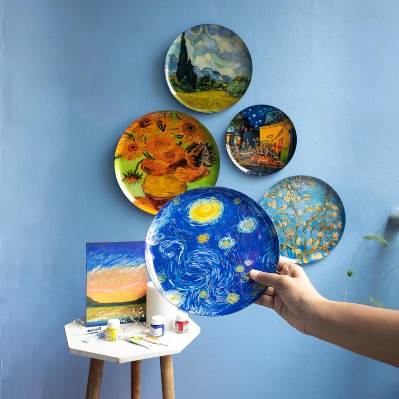 RITUALISTIC Van Gogh Wall Plates for home decoration Wall decor items for living room Metal Wall dcor Gift items for women and men Home Dcor Gift Items Set of 5 plates - Image 3