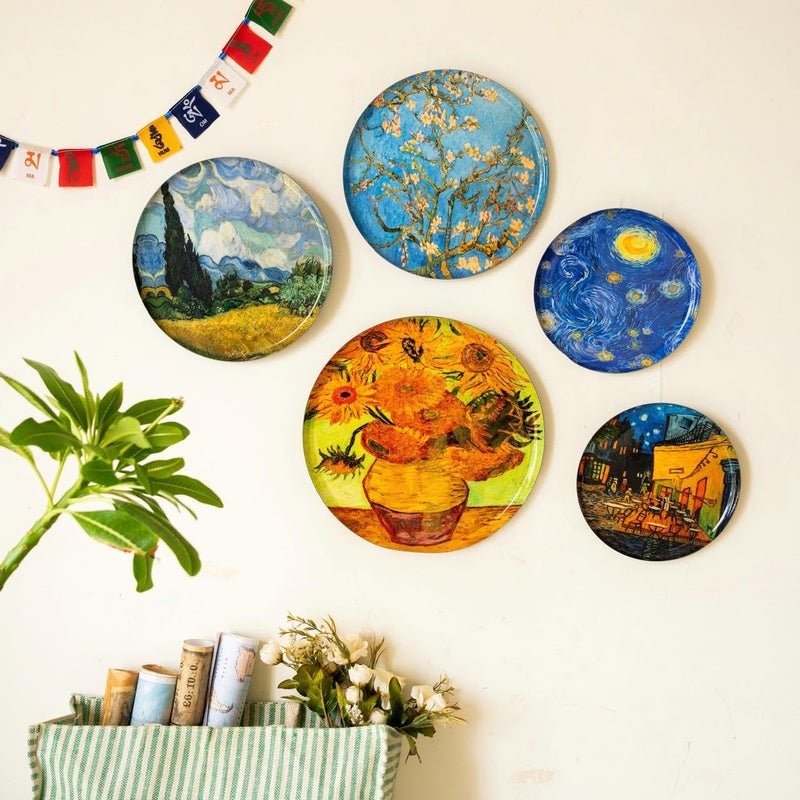 RITUALISTIC Van Gogh Wall Plates for home decoration Wall decor items for living room Metal Wall dcor Gift items for women and men Home Dcor Gift Items Set of 5 plates - Image 1