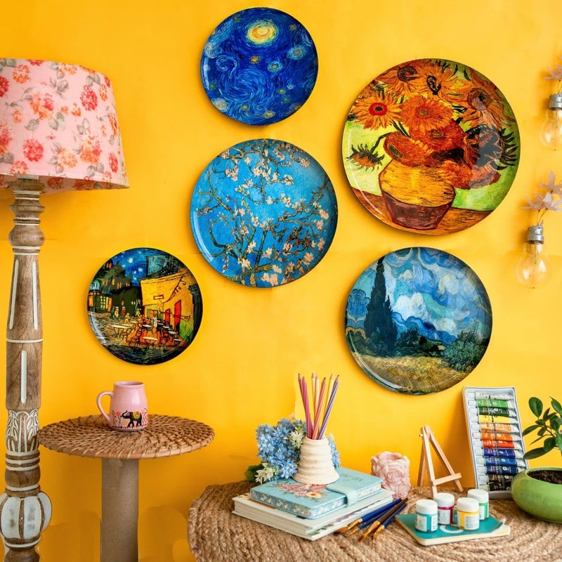 RITUALISTIC Van Gogh Wall Plates for home decoration Wall decor items for living room Metal Wall dcor Gift items for women and men Home Dcor Gift Items Set of 5 plates - Image 4