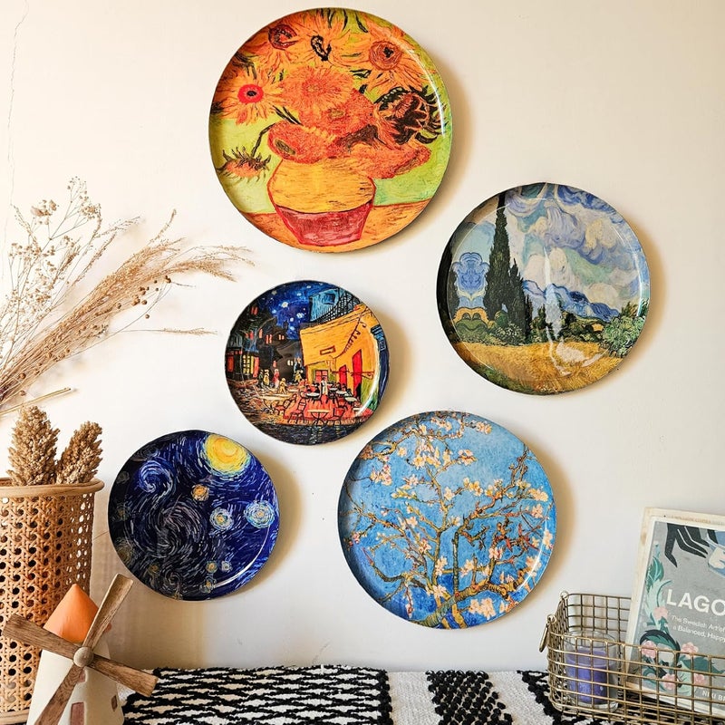 RITUALISTIC Van Gogh Wall Plates for home decoration Wall decor items for living room Metal Wall dcor Gift items for women and men Home Dcor Gift Items Set of 5 plates - Image 5