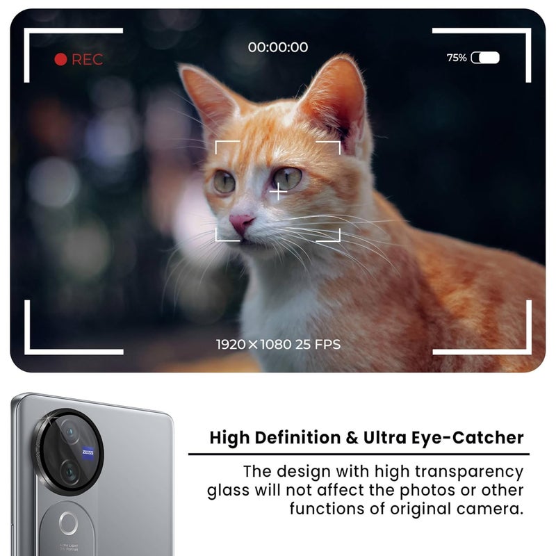 FIRST MART Camera Lens Protectors for Vivo V40 and Vivo V40 Pro (6.78 Inches) Tough HD Individual Aluminum Alloy Lens Ring Cover, Scratch Resistant, Thin Lens Protection| Black, 1 Pack - Image 4
