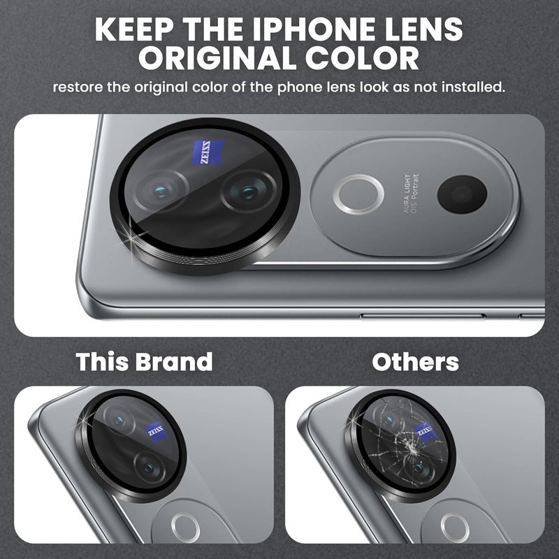 FIRST MART Camera Lens Protectors for Vivo V40 and Vivo V40 Pro (6.78 Inches) Tough HD Individual Aluminum Alloy Lens Ring Cover, Scratch Resistant, Thin Lens Protection| Black, 1 Pack - Image 3