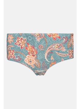 ESPRIT Women Allover Print Pull On Bikini Bottom, Slate Blue Combo  - Image 1