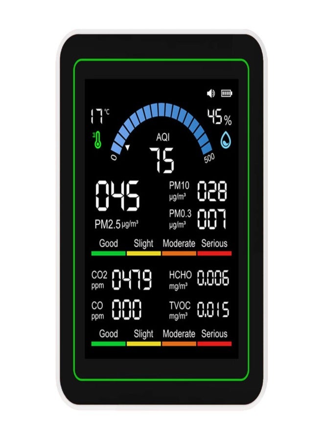 10-in-1 Air Condition Tester 2.8-inch TFT Color Display  PM2.5/PM10/PM0.3/HCHO/TVOC/CO₂/CO/AQI/Temperature/Humidity Built-in 2000mAh Battery - Image 3