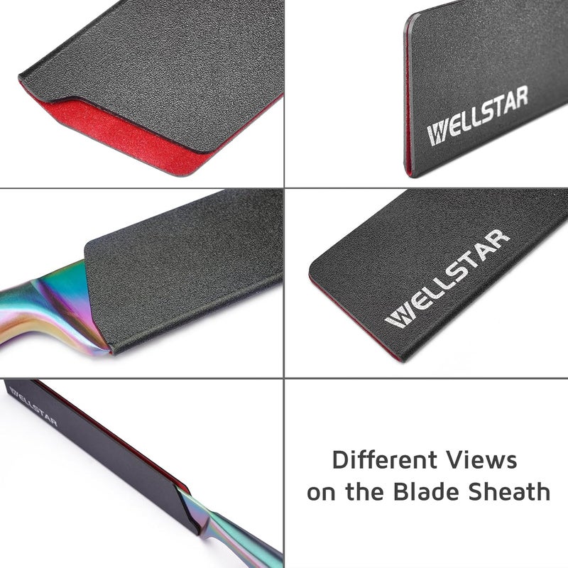 WELLSTAR Knife Edge Guards Set, 5 Piece Universal Blade Covers, BPA Free ABS Protective Blade Sheaths, Non-Scratch Felt Lining Kitchen Knives Covers (Knives not included) - Image 5