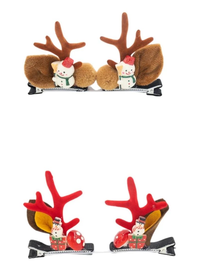 D'Daniela Girls Hair Clips Antler Ears with Xmas Trees – 2 Pairs