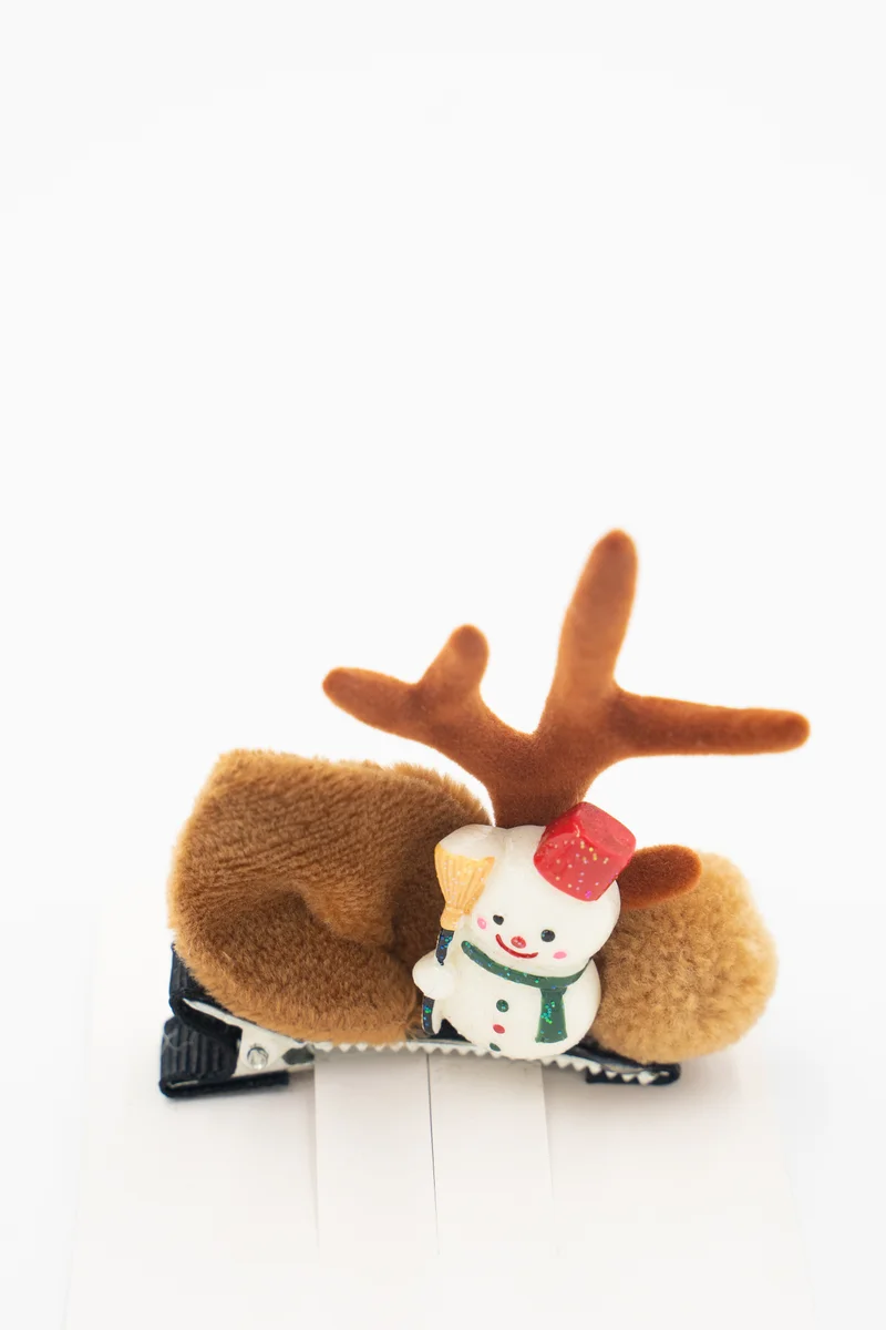 D'Daniela Girls Hair Clips Antler Ears with Xmas Trees – 2 Pairs