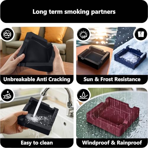 roygra Outdoor Ashtray, Ash Tray Outdoors, Cigar Ashtray for Outside Patio with 3 Cutter, Silicone Ashtrays for Outdoors with 4 Holder, Cigars Smoking Accessories for Men, Home Décor Smokers Indoor - Image 2