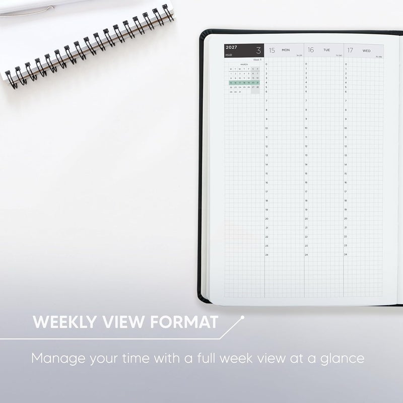 Inamio Hourly Academic Planner 2026-2027 – 24-Hour Planner with Weekly & Monthly Time Slots, Hardcover Appointment Book for Students & Professionals, Minimalist Japanese Design, June 2026 - July 2027 (6x8.5) - Image 4
