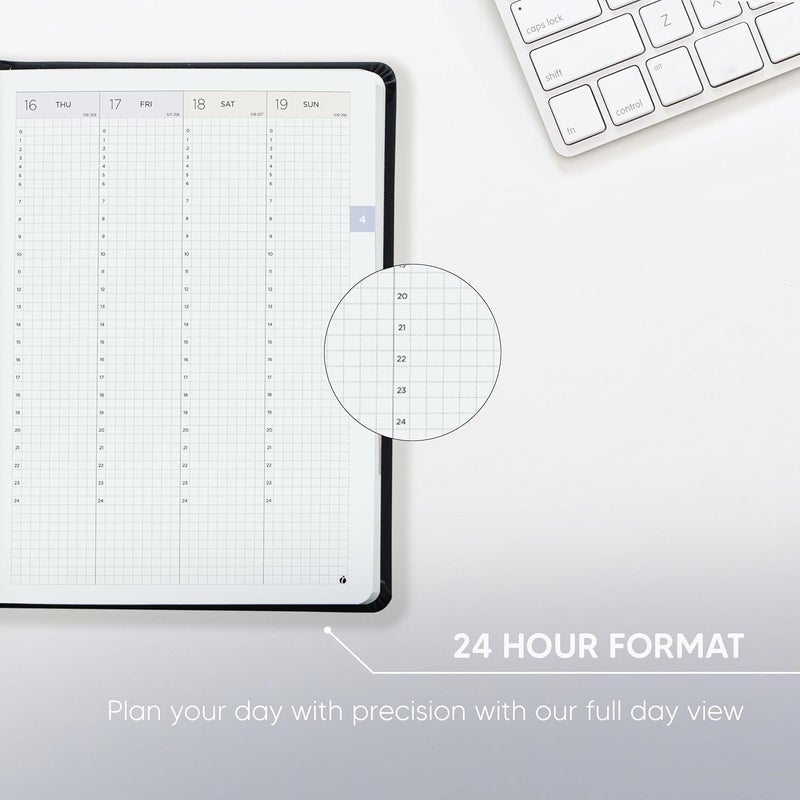 Inamio Hourly Academic Planner 2026-2027 – 24-Hour Planner with Weekly & Monthly Time Slots, Hardcover Appointment Book for Students & Professionals, Minimalist Japanese Design, June 2026 - July 2027 (6x8.5) - Image 5