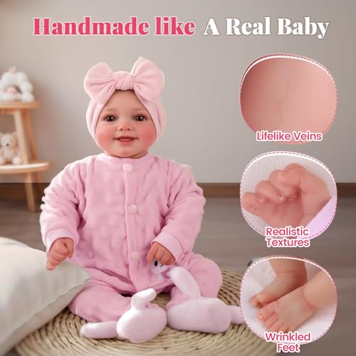 BABESIDE Reborn Baby Dolls Sunny - 17Inch Cute Soft Vinyl Realistic Baby Doll Poseable Smiling Real Life Baby Dolls with Complete Accessories for 3+ Years Old Gifts - Image 4