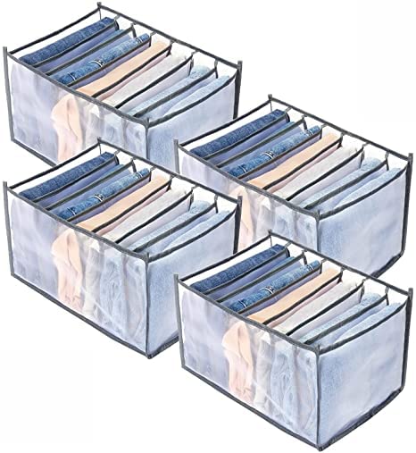 Flywind Drawer Organizer Wardrobe Clothes Storage 7 Grids Storage Organizer Multipurpose Large Capacity Compartment Storage Box Collapsible for TShirt Legging Skirts Jeans - Image 1