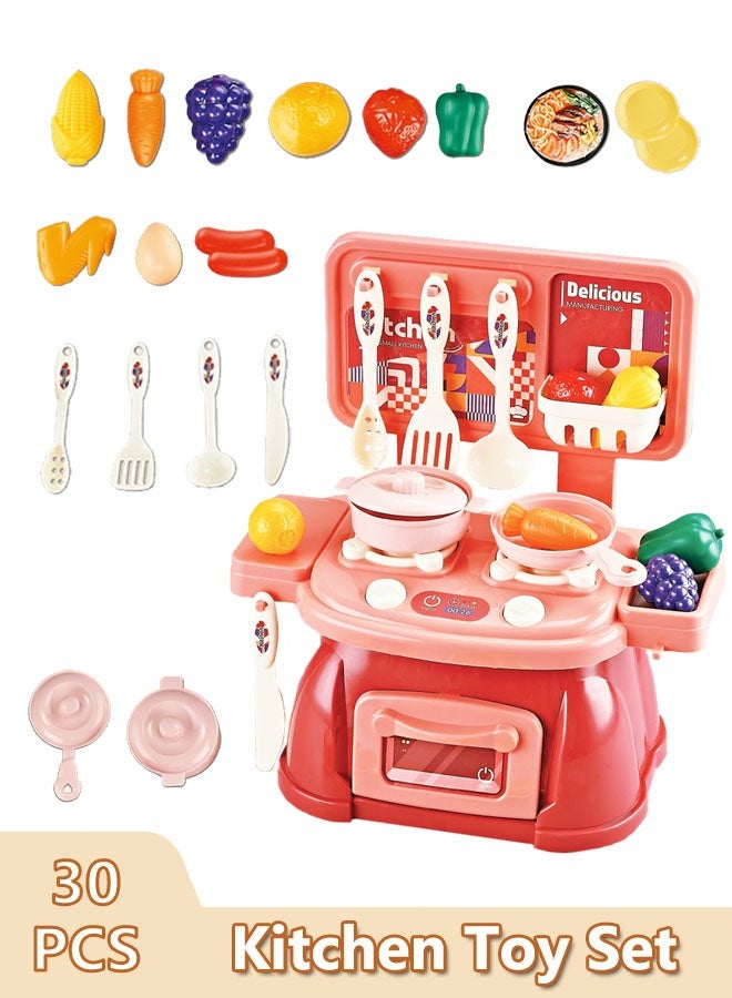 Kitchen Playset,kitchen toys for kids 30pcs Kitchen Pretend Play Toy Set Realistic Kitchen Plastic Miniature Play Toy set Realistic Fruits and Vegetables, Fun and Attractive Toys, Creative Game Enhances Learning and Imagination - Image 1