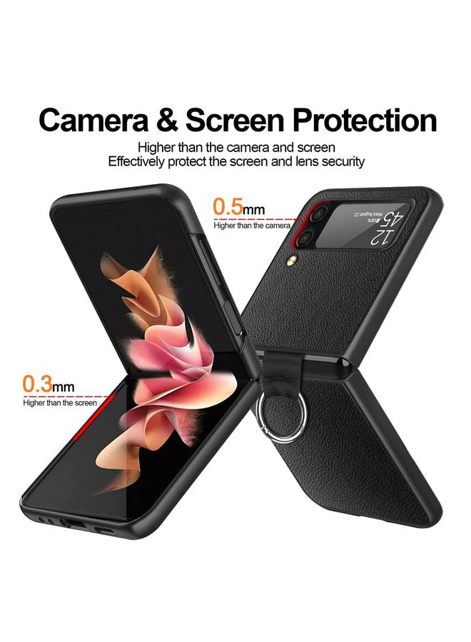 S-TOP Case For Samsung Galaxy Z Flip4 Litchi Texture Protective Phone Case with Ring - Image 4
