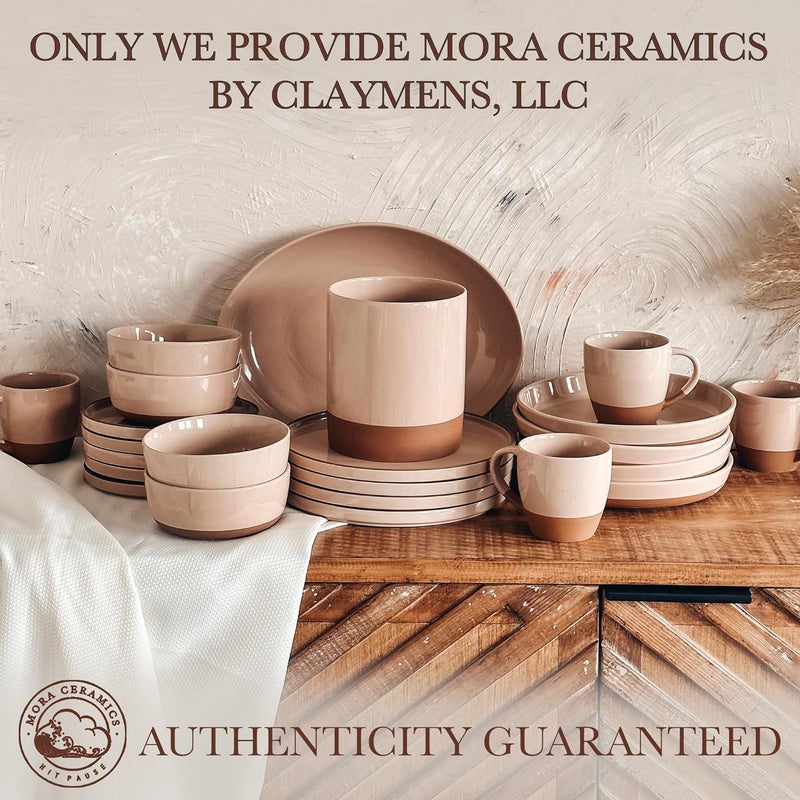 Mora Ceramic Kitchen Utensil Holder - Wooden Spoon & Spatula Crock for Countertop, Modern Farmhouse Home Decor, Extra Large 7.3" Cooking Organizer for Stove Top and Counter - Heavy & Sturdy - Chai - Image 4