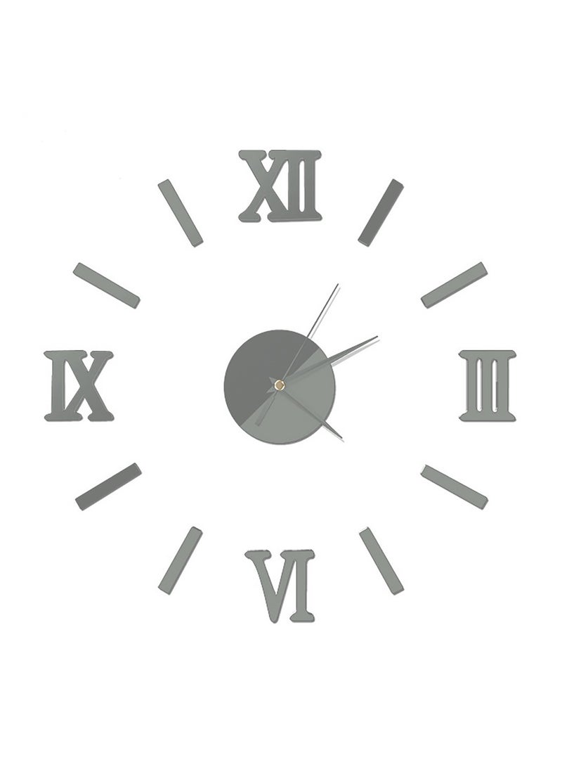 3D Wall Clock With Mirror Number Stickers DIY (4 Digit Roman - Silver)  - Image 2