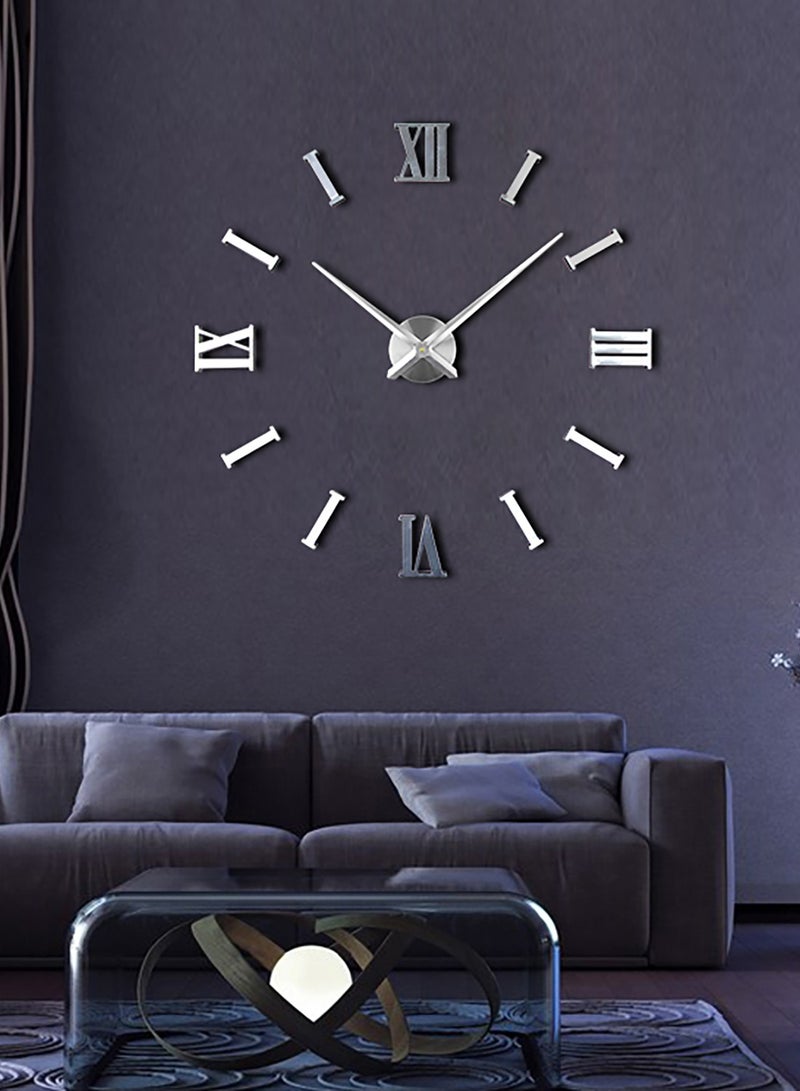 3D Wall Clock With Mirror Number Stickers DIY (4 Digit Roman - Silver)  - Image 3