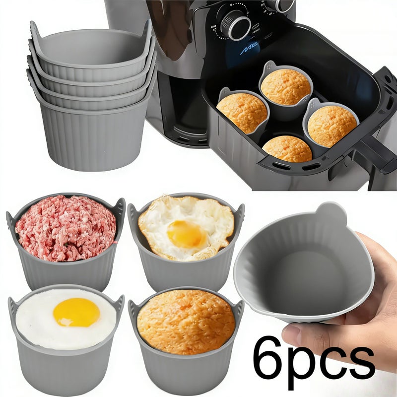 Greym 6piece Nonstick Air Fryer Round Baking Cup Reusable Easy Unmold - Image 4