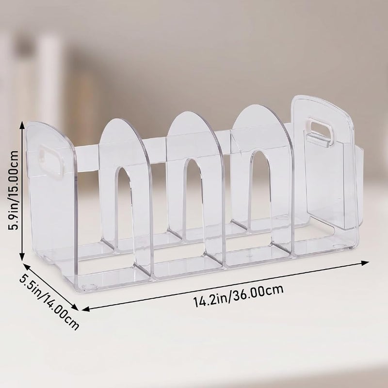 TOPINCN Clear Acrylic Desktop Book Rack 4 Compartments Bookshelf - Image 2