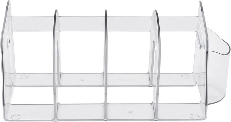 TOPINCN Clear Acrylic Desktop Book Rack 4 Compartments Bookshelf - Image 1