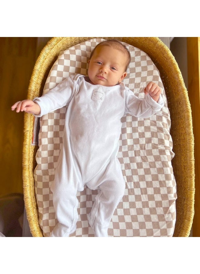 LifeTree Diaper Changing Pad Cover For Boys Girls - Soft Muslin Fitted Changing Table Sheets - 16"X32" Viscose From Bamboo Cotton Blend - Tan Checkered Print  - Image 2