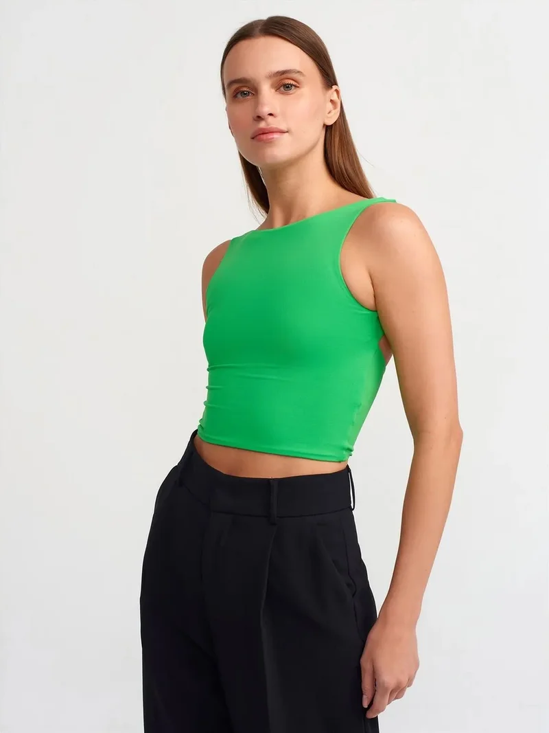 ديلفين DILVIN Women's Sleeveless Cut-Out Crop Blouse
