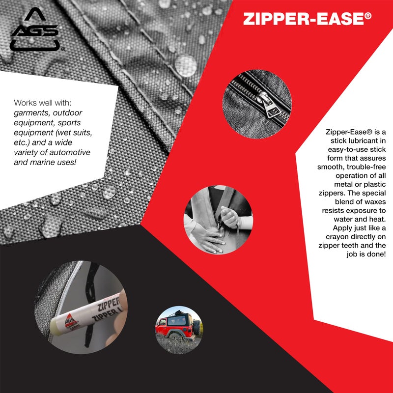 AGS Automotive Solutions Zipper Lubricant Stick - Universal Zipper Lubricant & Protector - 0.43 oz - Image 5