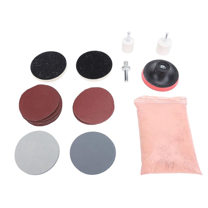 32Pcs Car Glass Polishing Kit with Cerium Oxide Powder Wool Wheels Sandpaper - Image 1