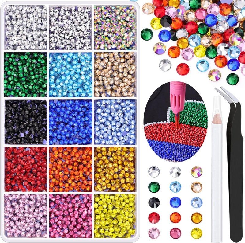 TINKRSTUFF 8000Pcs Hotfix Rhinestones for Clothing, Multicolors SS10 Iron On Flatback Glass Gems, Bedazzling Crystals Rhinestones for Crafting Hats Shoes Fabric Decor Nail Art - Image 1