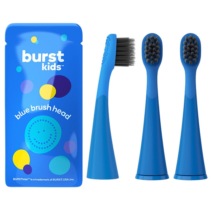 BURST Genuine Replacement Heads for Kids Electric Toothbrush (Blue/3 Pack) | Perfect Fit | Ultra Soft Bristles | 9 Months of Supply - Image 1