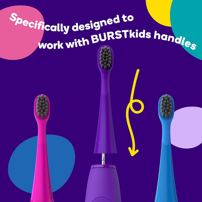 BURST Genuine Replacement Heads for Kids Electric Toothbrush (Blue/3 Pack) | Perfect Fit | Ultra Soft Bristles | 9 Months of Supply - Image 3