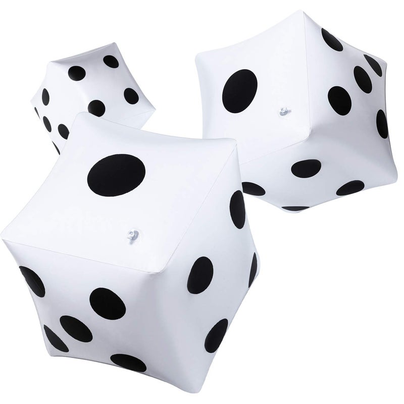 Blulu 3 Pack Large Inflatable Dice Jumbo Giant Inflatable Dice for Indoor Outdoor Broad Game Ludo Pool Party Favor(12 Inch,White) - Image 1