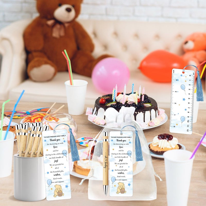 Xendelow 30 Sets Winnie Baby Shower Favors for Guests, Includes 30 Baby Shower Ballpoint Pens 30 Winnie Thank You Bookmarks 30 Organza Bags for Gender Reveal Gifts Guest Prizes, The Pooh Decoration - Image 4
