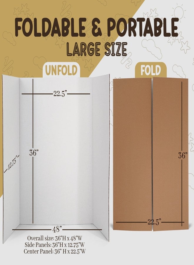 Emraw Trifold Poster Board 36” x 48” (2 Pack) - White presentation board - Self-Adhesive Science Subtitles Included - science fair display boards, Tri fold poster boards, Trifold display board by Emraw - Image 2