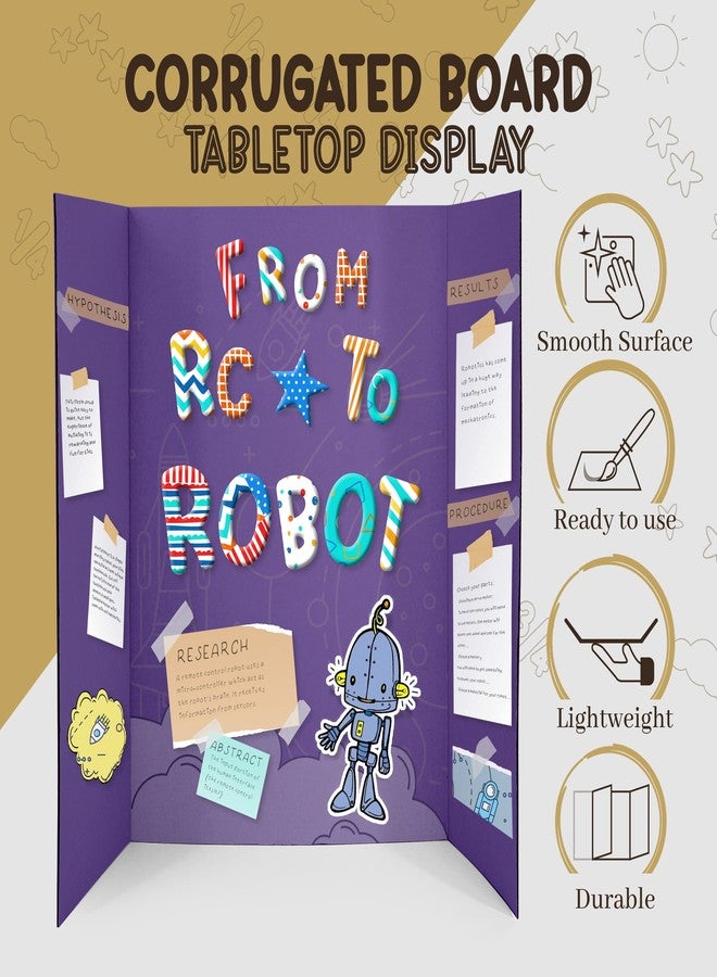 Emraw Trifold Poster Board 36” x 48” (2 Pack) - White presentation board - Self-Adhesive Science Subtitles Included - science fair display boards, Tri fold poster boards, Trifold display board by Emraw - Image 3