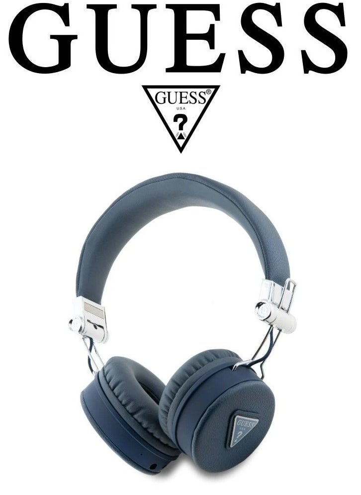 CG MOBILE Wireless Bluetooth Headphones with up to 32 Hours Playtime, Over-the-Head Headphones with Powerful Clear Sound, Enviromental Noise-Cancellation (ENC) Microphone for Clear, Noise-Free Calls, Voice Assistant, IPX4 Sweat and Splash Resistant, Approved Design and Materials From GUESS, Blue  - Image 1