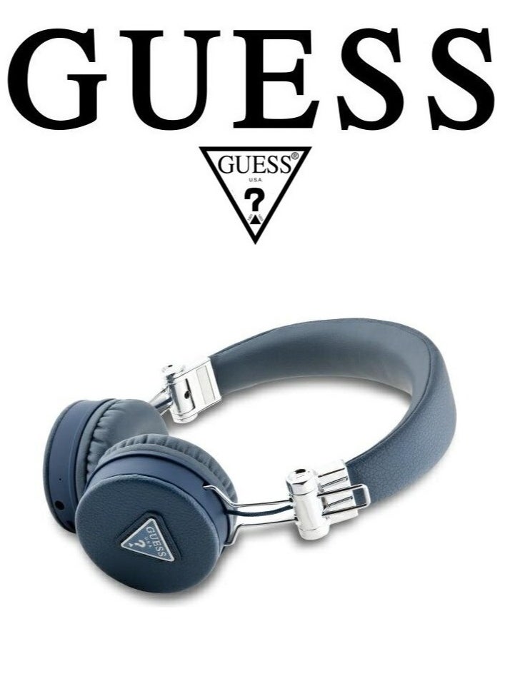 CG MOBILE Wireless Bluetooth Headphones with up to 32 Hours Playtime, Over-the-Head Headphones with Powerful Clear Sound, Enviromental Noise-Cancellation (ENC) Microphone for Clear, Noise-Free Calls, Voice Assistant, IPX4 Sweat and Splash Resistant, Approved Design and Materials From GUESS, Blue  - Image 4