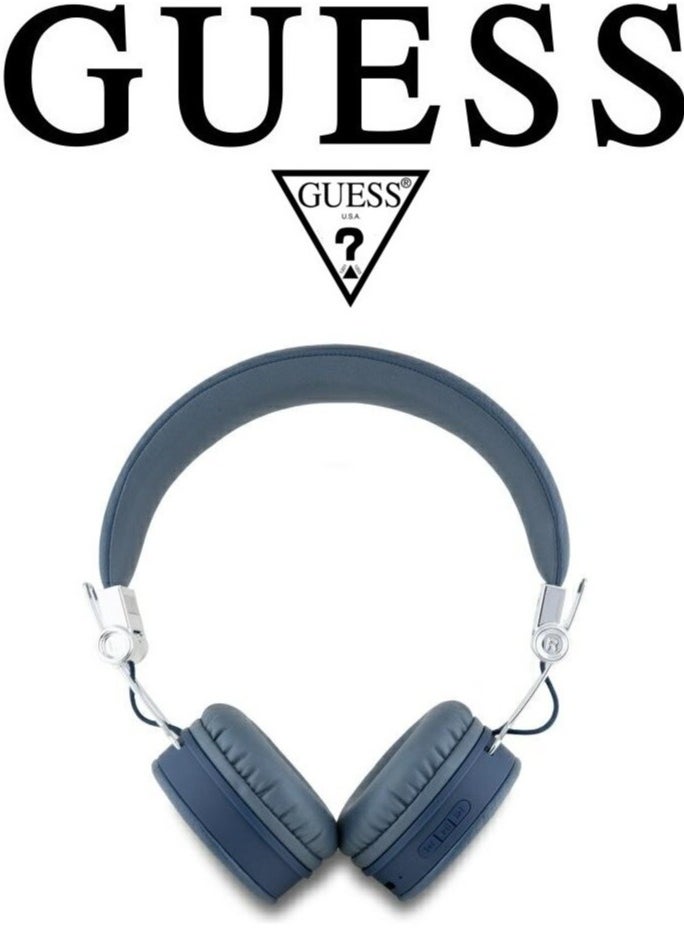 CG MOBILE Wireless Bluetooth Headphones with up to 32 Hours Playtime, Over-the-Head Headphones with Powerful Clear Sound, Enviromental Noise-Cancellation (ENC) Microphone for Clear, Noise-Free Calls, Voice Assistant, IPX4 Sweat and Splash Resistant, Approved Design and Materials From GUESS, Blue  - Image 3