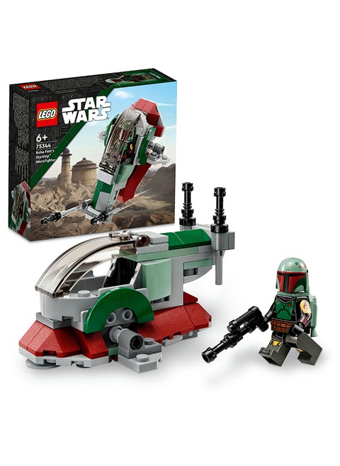 Star Wars Boba Fett'S Starship Microfighter Building Toy Set; Easy-To-Build Gift Idea For Kids Aged 6 And Up; Includes A Character With A Blaster And Jetpack Accessory Element (85 Pieces) 75344