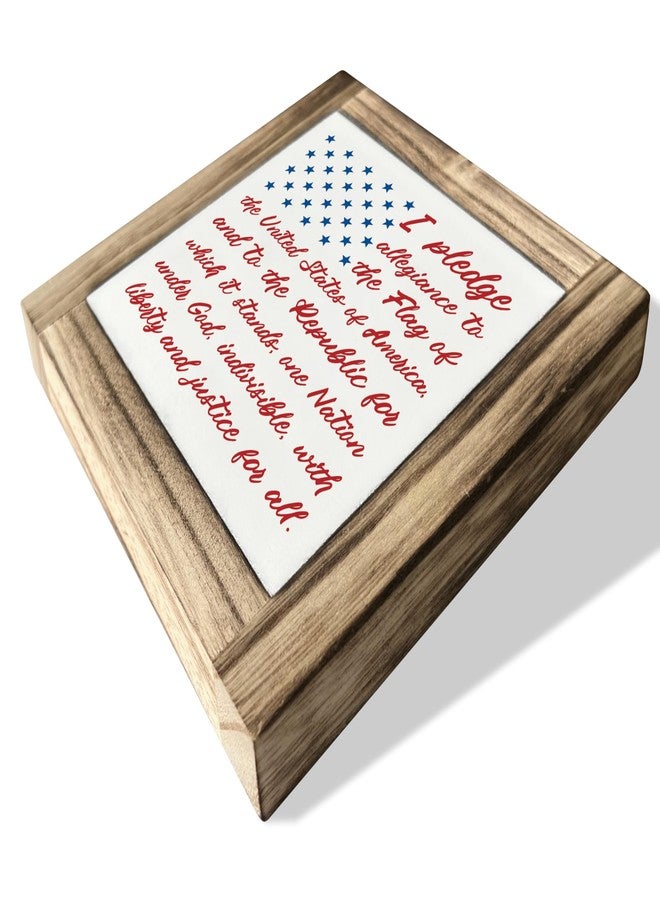 XJCUG Americana Decor Wooden Sign, Patriotic American Flag Pledge of Allegiance Plaque, 4th of July Decorations Indoor, Memorial Day Home Decor, Rustic USA Wall Art Gift - Image 2
